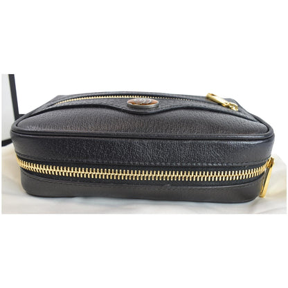 GUCCI Ophidia Mini GG Web Leather Crossbody Bag Black 517350