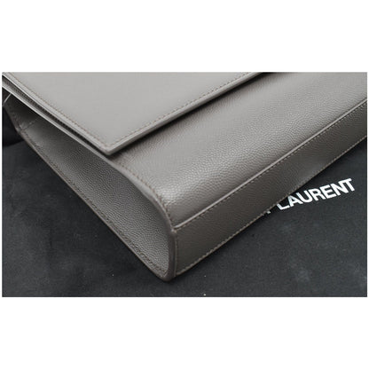 YVES SAINT LAURENT Kate Large Grain De Poudre Leather Shoulder Bag Grey