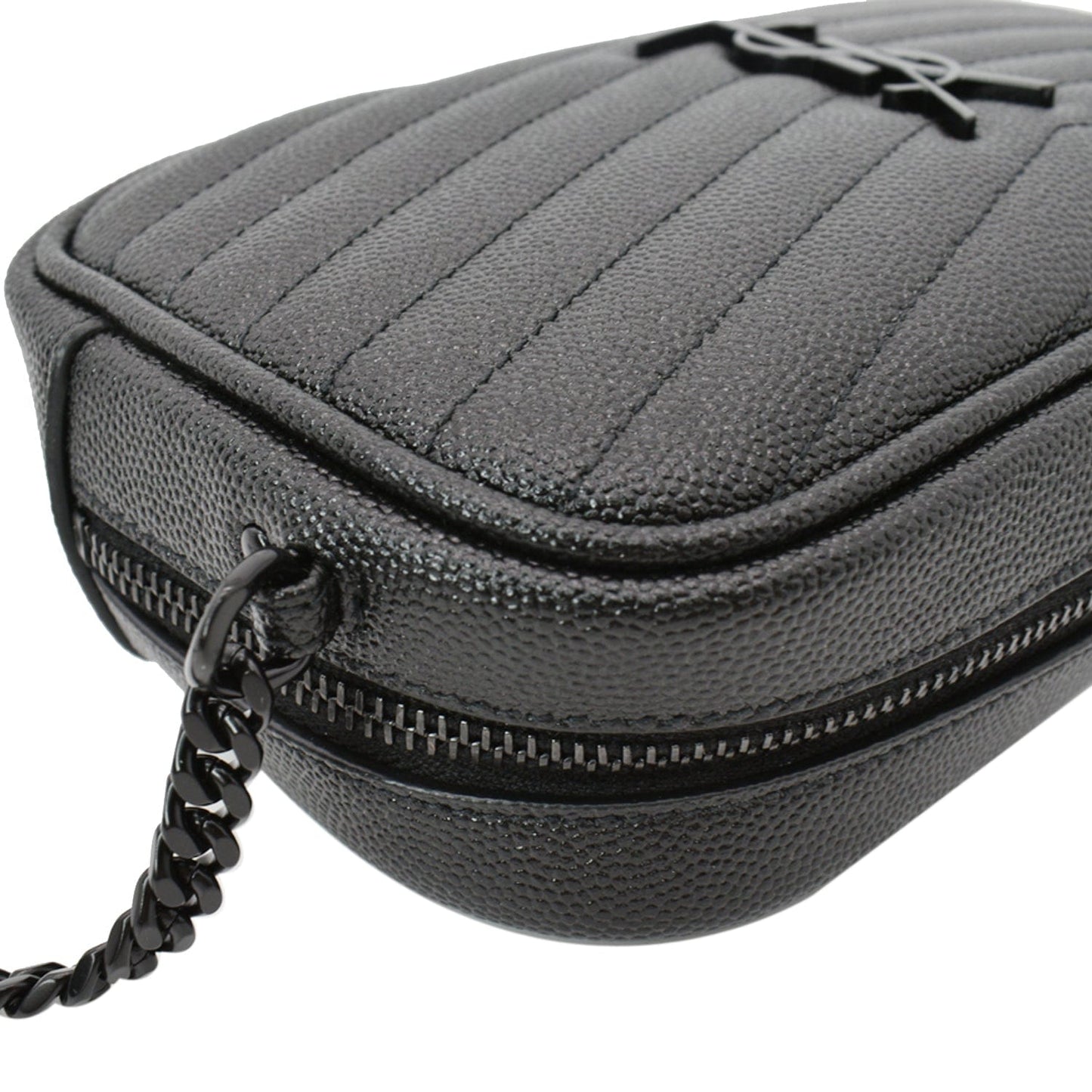 YVES SAINT LAURENT Mini Lou Leather Camera Crossbody Bag Black