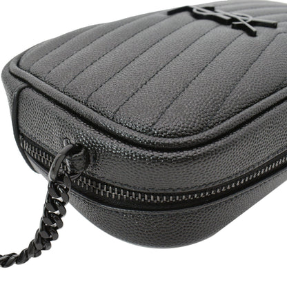 YVES SAINT LAURENT Mini Lou Leather Camera Crossbody Bag Black