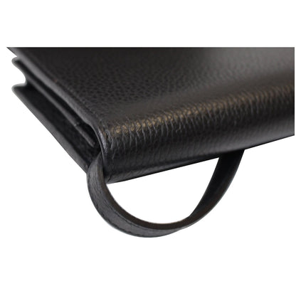GUCCI Textured Leather Swing Crossbody Clutch Bag Black 368231