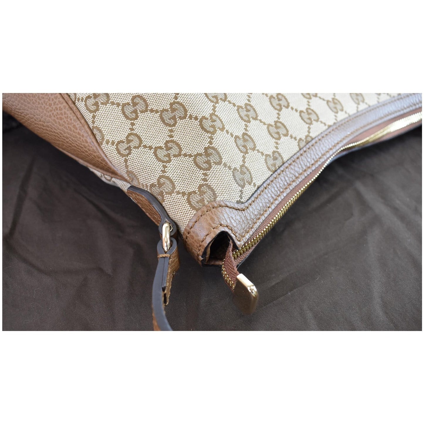 GUCCI Large Bree GG Canvas Hobo Bag Beige 449244