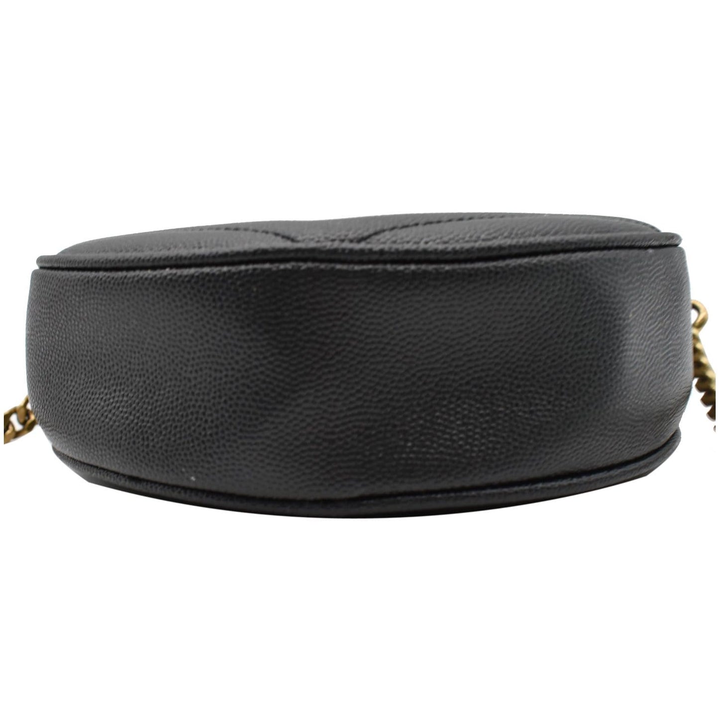 YVES SAINT LAURENT Vinyle Round Chevron Leather Crossbody Bag Black