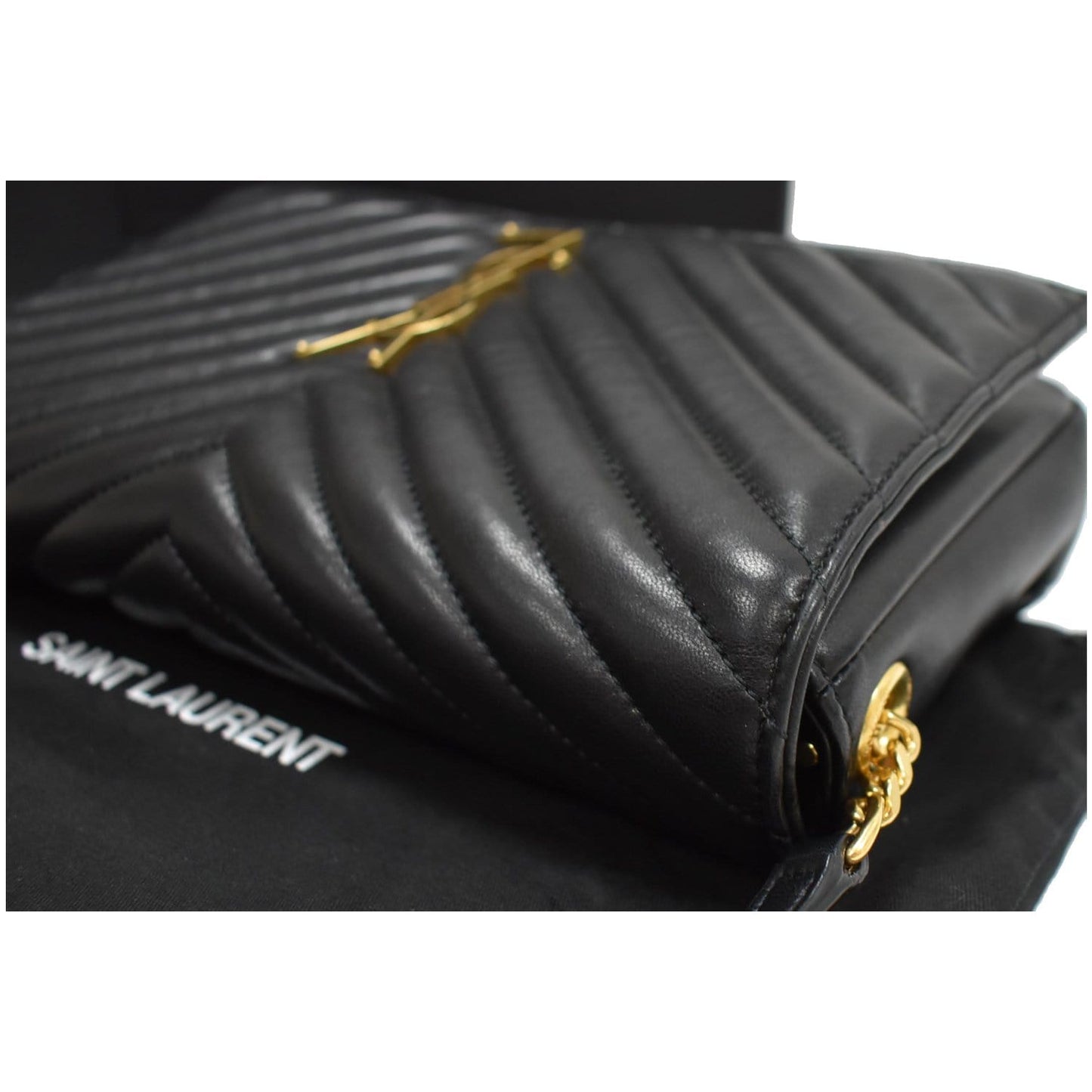 YVES SAINT LAURENT Kate 99 Chevron Leather Shoulder Bag Black