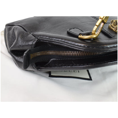 GUCCI GG Re(Belle) Tiger Head Leather Crossbody Bag Black 524620