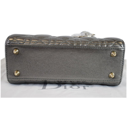 CHRISTIAN DIOR My ABCDior Grained Calfskin Shoulder Bag Gunmetal