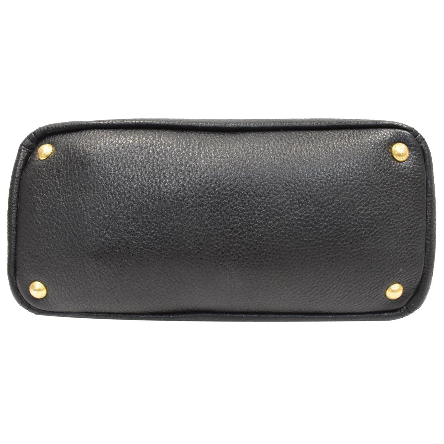 PRADA Vitello Daino Side-Pocket Leather Tote Shoulder Bag Black