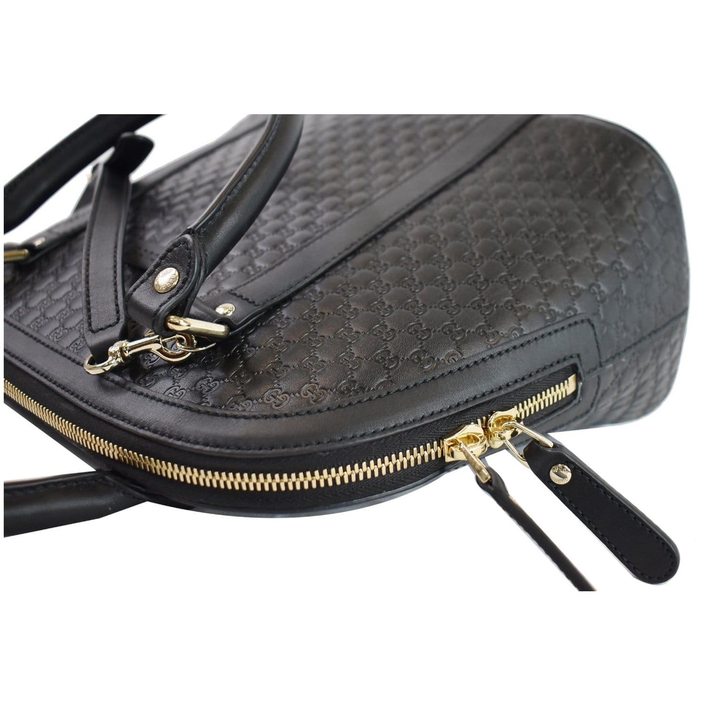 GUCCI Dome Medium Microguccissima Leather Shoulder Bag Black 449663
