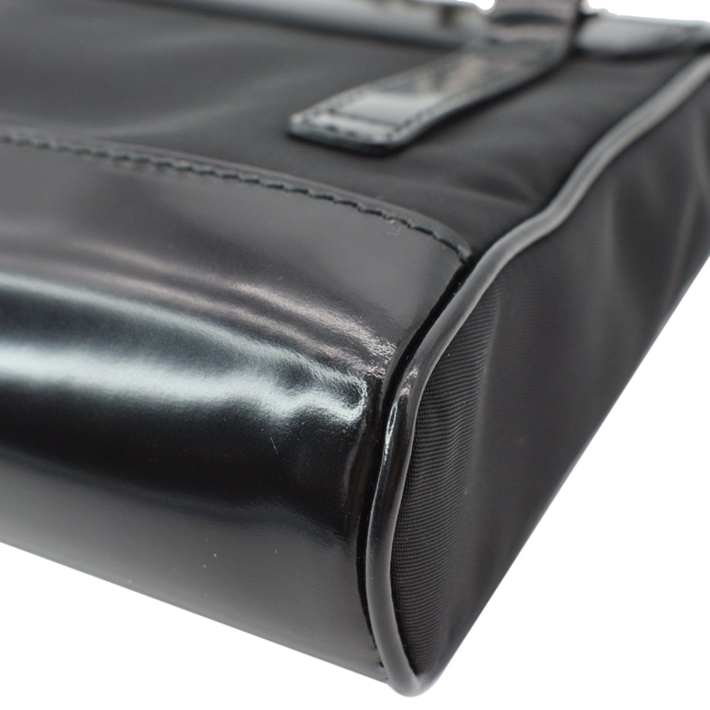 PRADA Re-Nylon Leather Shoulder Bag Black