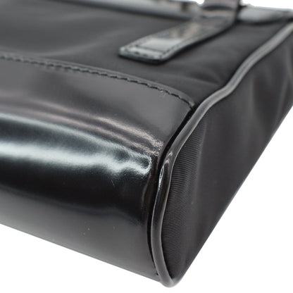 PRADA Re-Nylon Leather Shoulder Bag Black