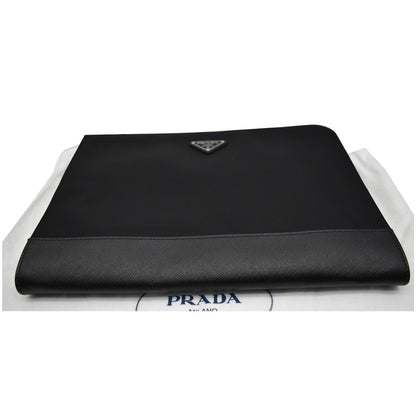 PRADA Document Nylon Leather Pouch Black