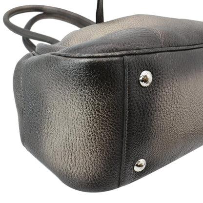 PRADA Gradient Antik Frame Leather Satchel Bag Bronze Metallic
