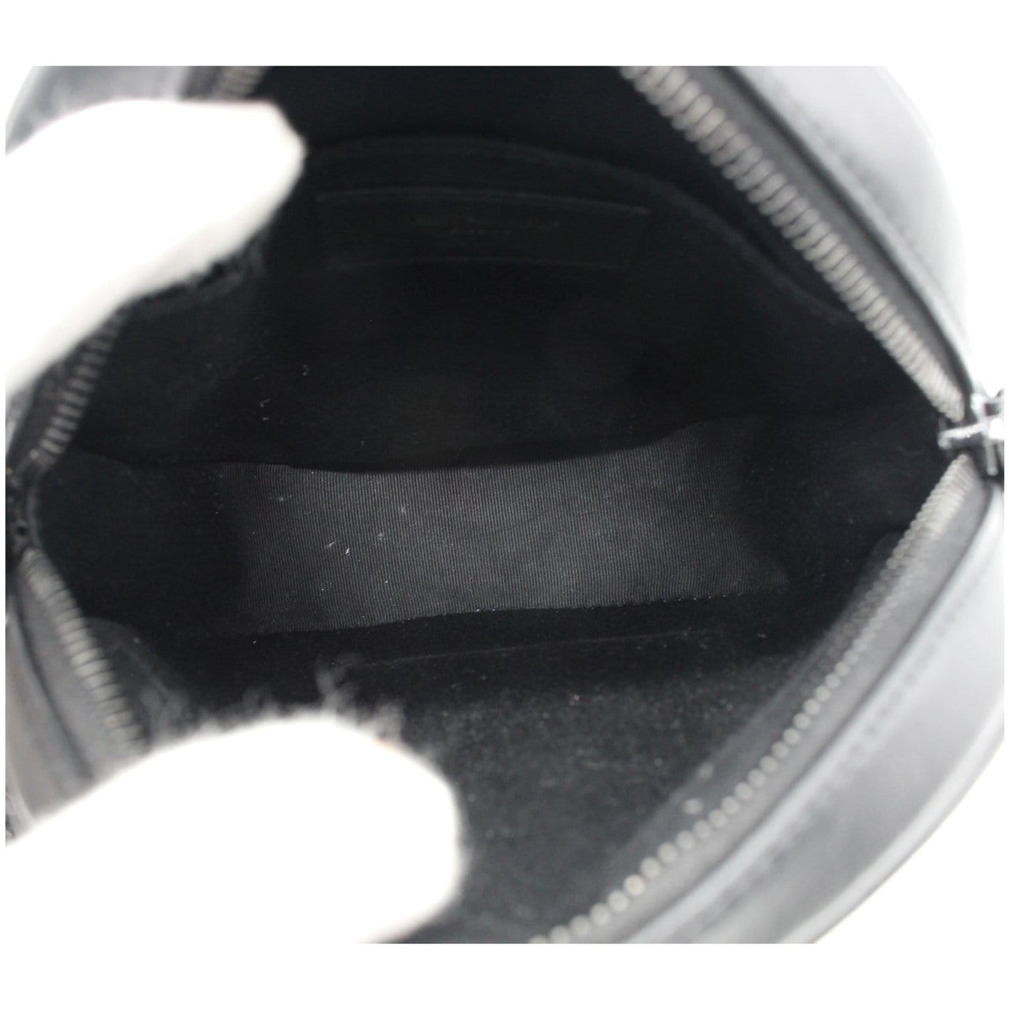 YVES SAINT LAURENT Vinyle Round Chevron Leather Camera Crossbody Bag Black