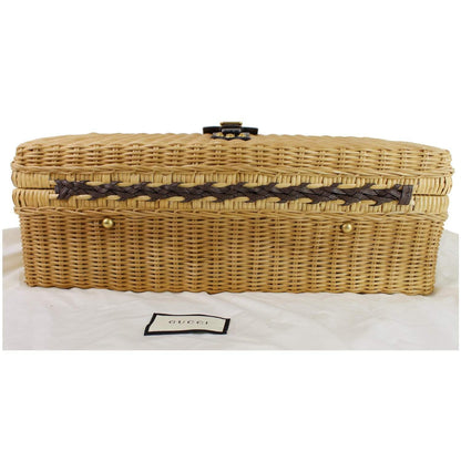 GUCCI Neutral Wicker suitcase Tan 524239 - Final Sale
