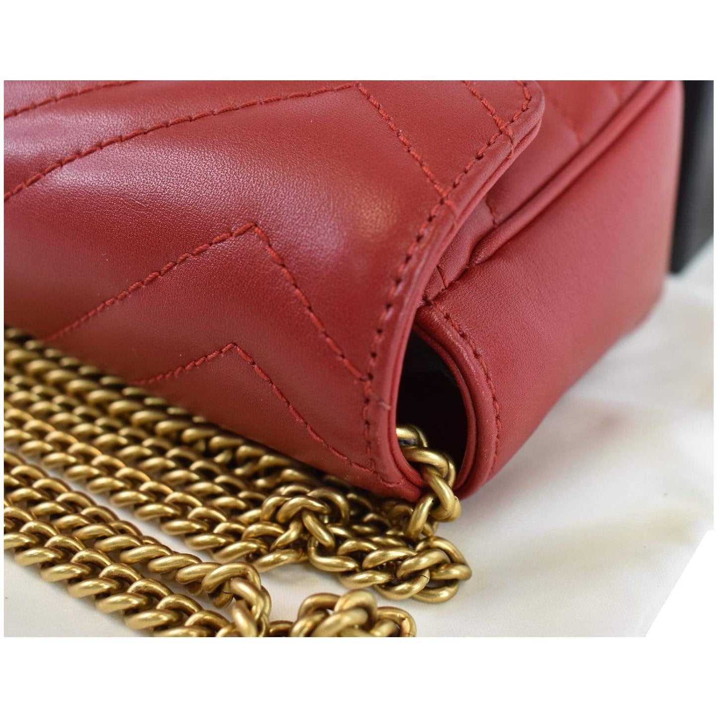 GUCCI GG Marmont Matelasse Leather Super Mini Crossbody Bag Red - 25% OFF
