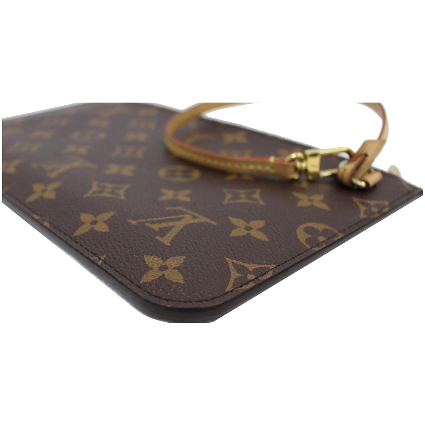 LOUIS VUITTON Pochette Wristlet Pouch Monogram Canvas Neverfull MM Brown