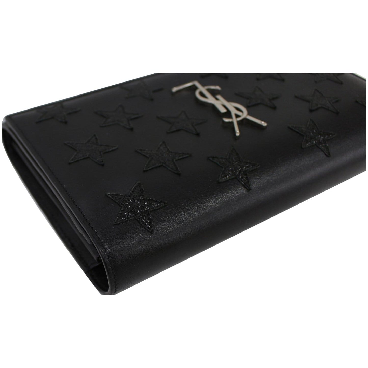 YVES SAINT LAURENT Kate Stars Leather Chain Clutch Crossbody Bag Black