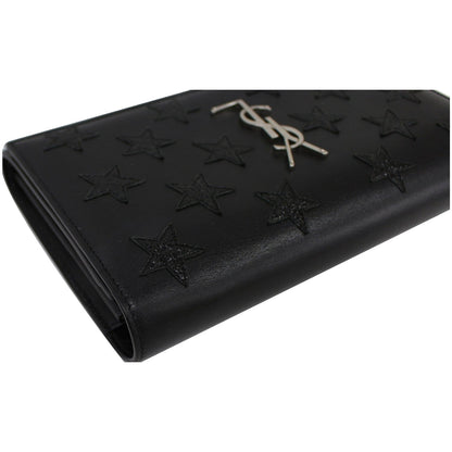 YVES SAINT LAURENT Kate Stars Leather Chain Clutch Crossbody Bag Black