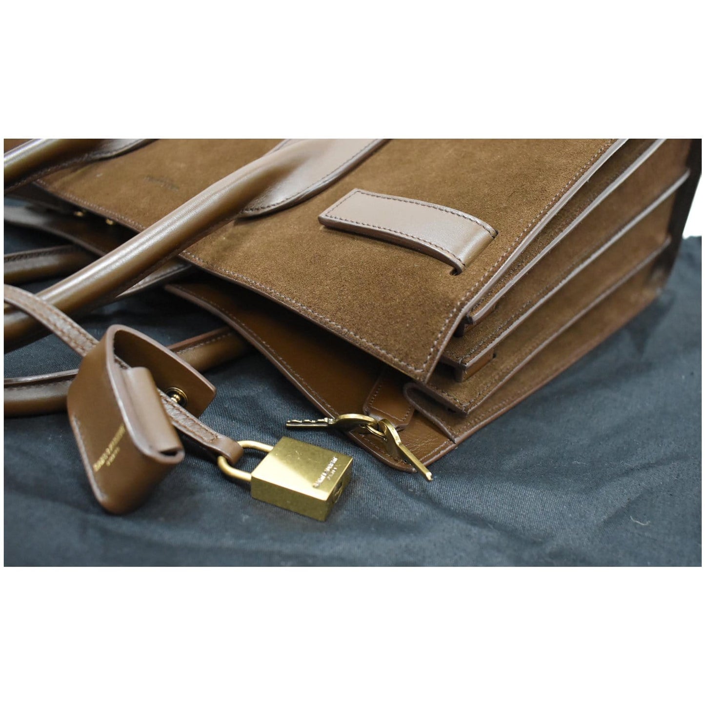 YVES SAINT LAURENT Sac de Jour Suede Leather Tote Shoulder Bag Brown