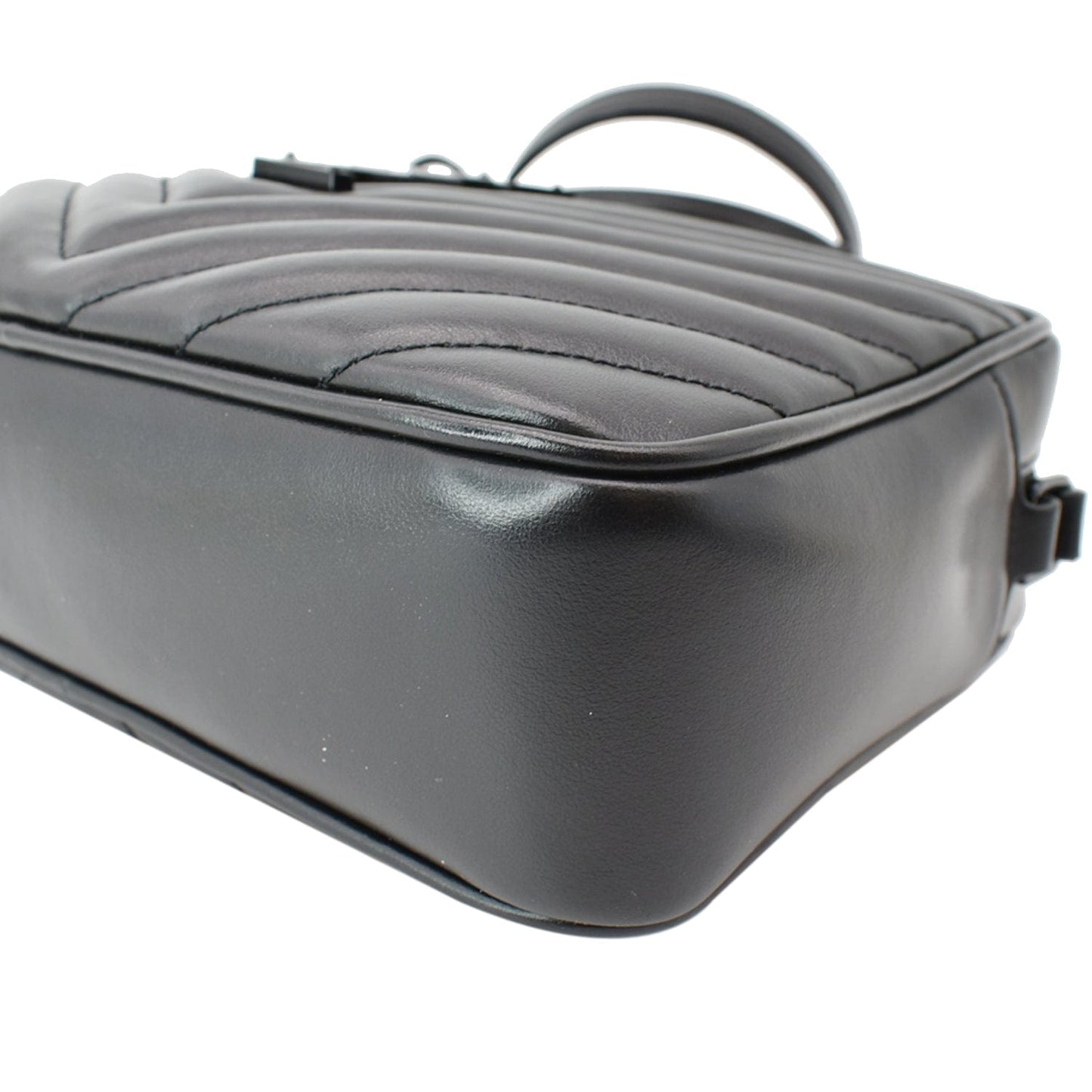 YVES SAINT LAURENT Lou Chevron Leather Camera Crossbody Bag Black