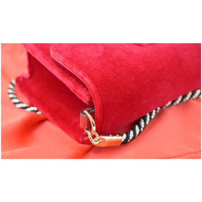 GUCCI Broadway Mini Velvet Crossbody Bag Red 544242 - Final Sale