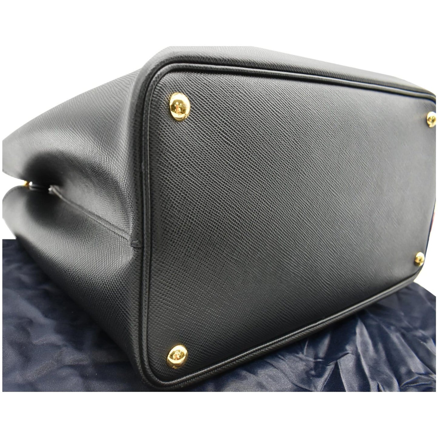 PRADA Double Handle Saffiano Leather Tote Shoulder Bag Black