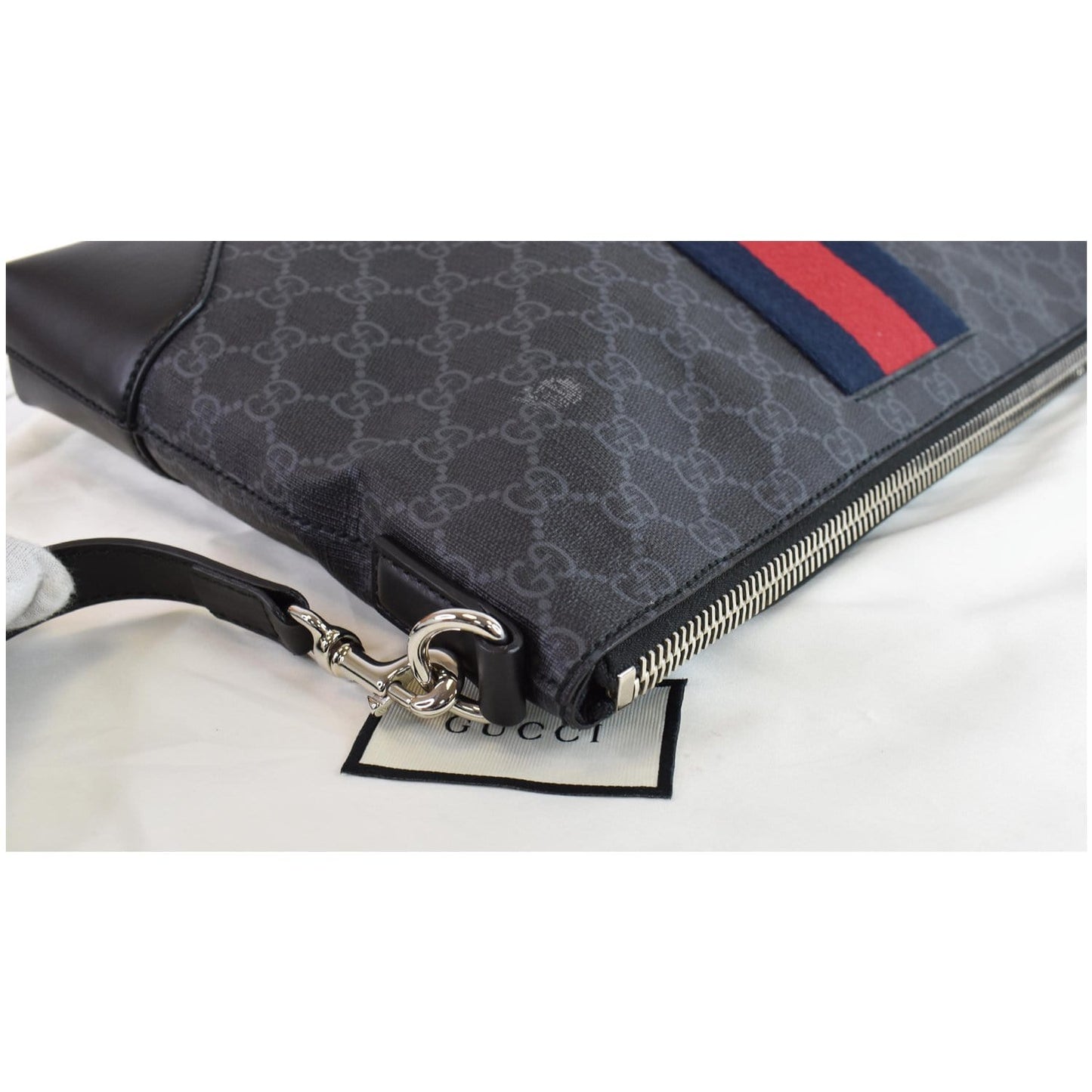 GUCCI GG Supreme Web Messenger Bag Black 474139