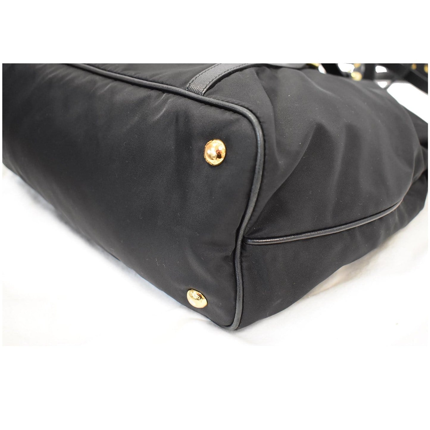 PRADA Tessuto Saffiano Nylon Tote Shoulder Bag Black