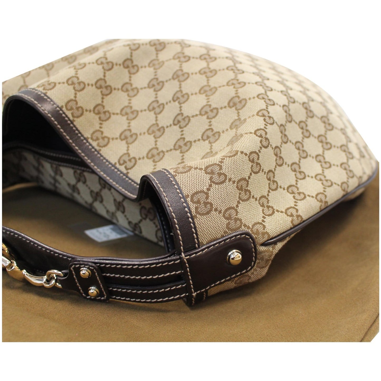 GUCCI GG Canvas Horsebit Catena Hobo Bag Beige 170014
