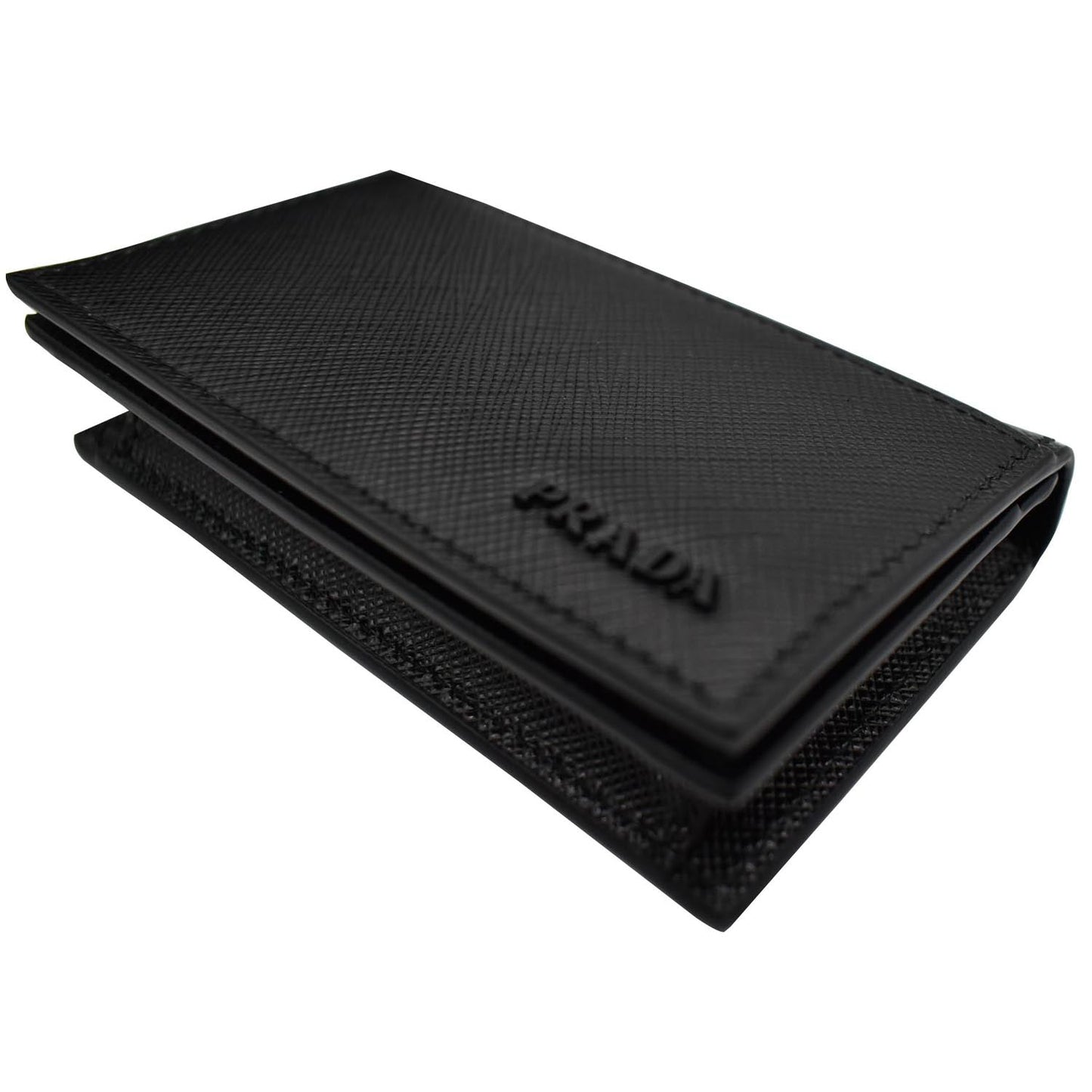 PRADA Saffiano Leather Active Card Holder Wallet Black- 15% OFF