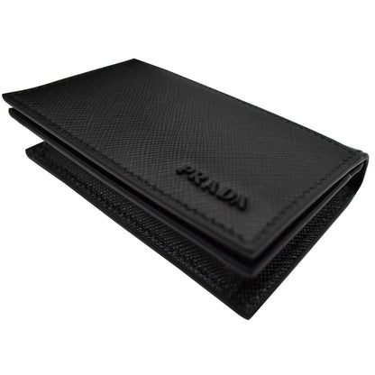 PRADA Saffiano Leather Active Card Holder Wallet Black- 15% OFF