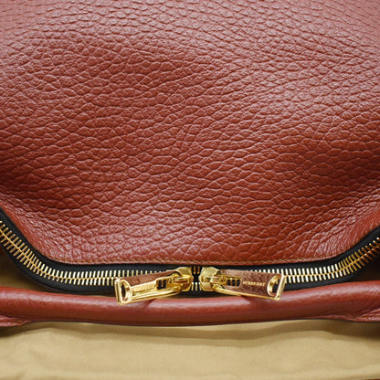 BURBERRY Ledbury Heritage Grained Leather Hobo Shoulder Bag Red