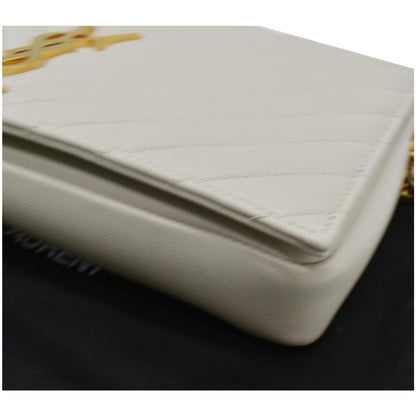 YVES SAINT LAURENT Kate Supple 99 Lambskin Leather Chain Shoulder Bag Light cream