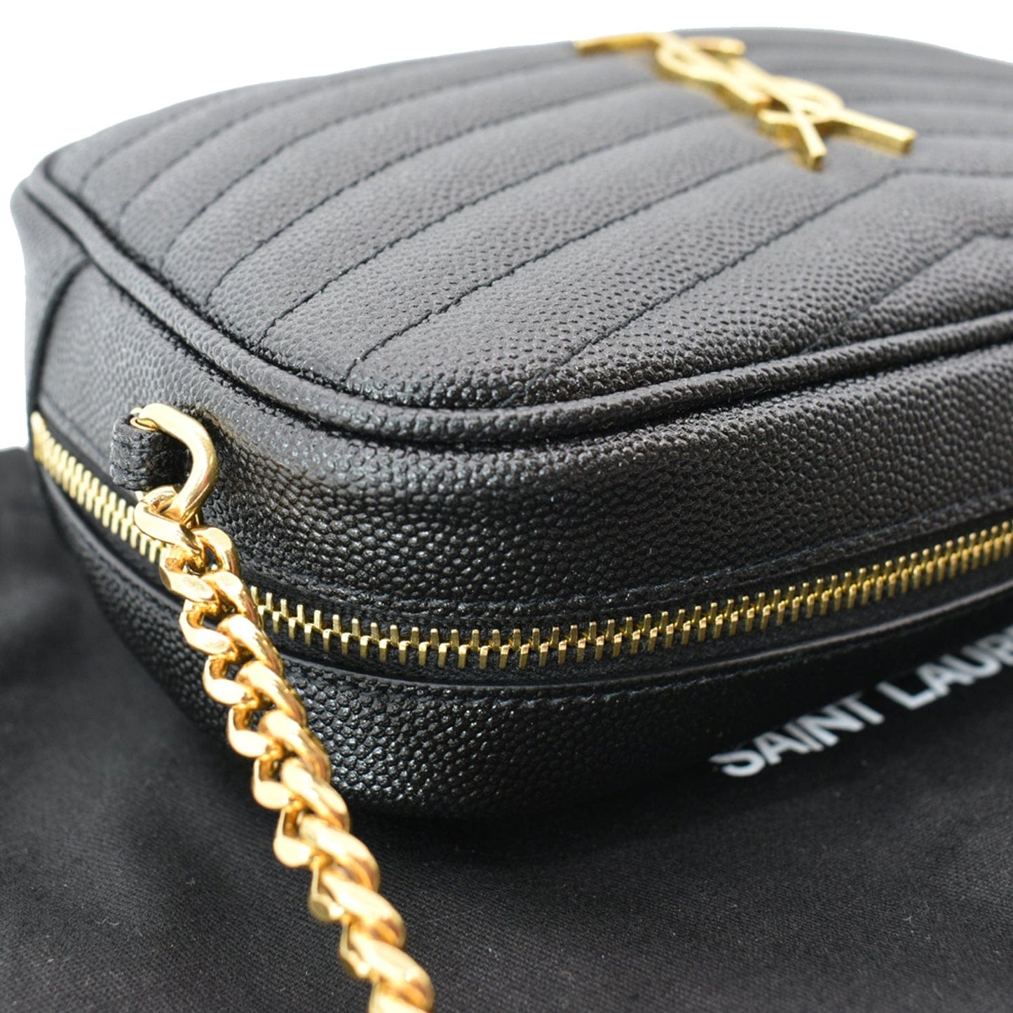 YVES SAINT LAURENT Mini Lou Grain De Poudre Camera Bag Black