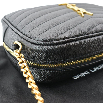 YVES SAINT LAURENT Mini Lou Grain De Poudre Camera Bag Black
