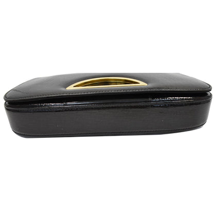 CHRISTIAN DIOR Maris Pearl Patent Monogram Shoulder Bag Black