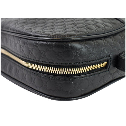 GUCCI Bree Micro GG Guccissima Leather Crossbody Bag Black 449413