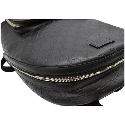 GUCCI GG Signature Leather Backpack Bag Black 406370