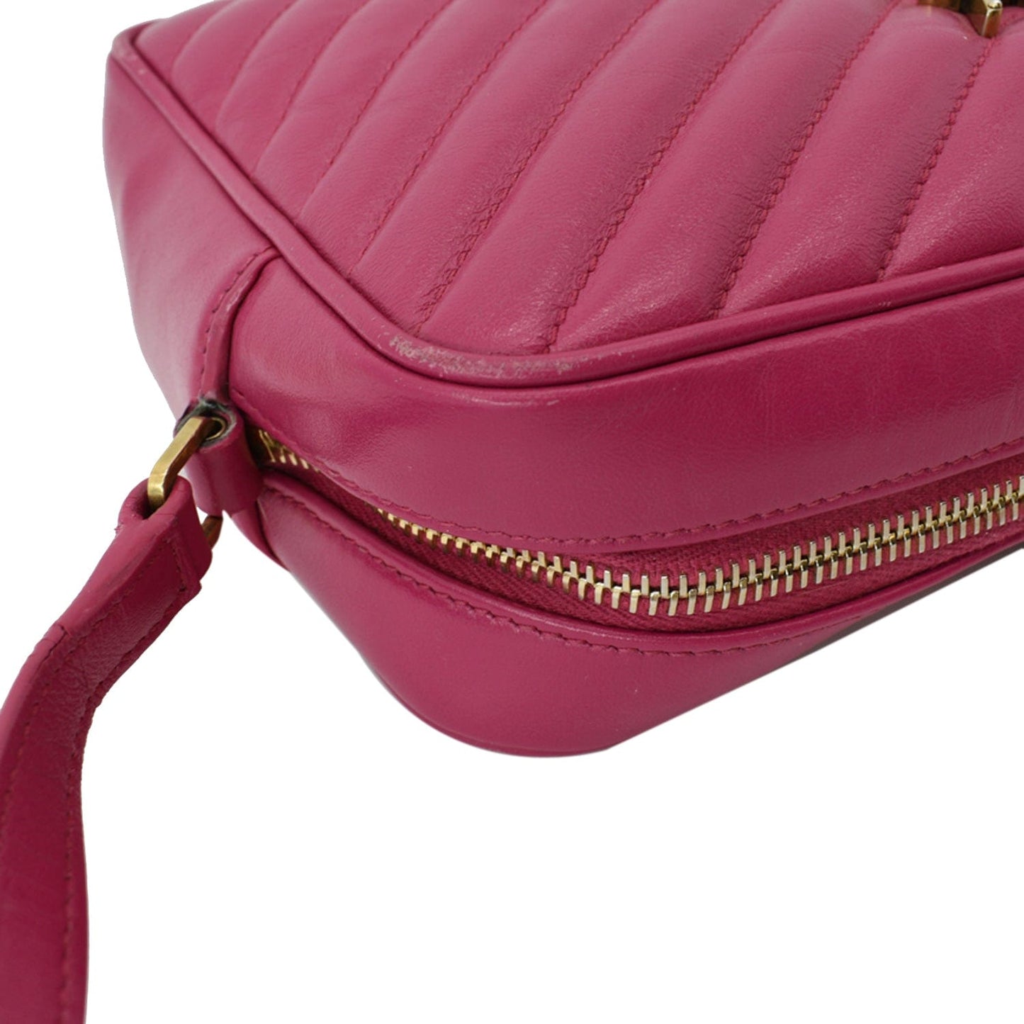 YVES SAINT LAURENT Lou Leather Camera Crossbody Bag Pink