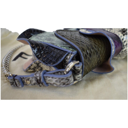 FENDI Baguette MicroWave Python Leather Chain Crossbody Bag Multi
