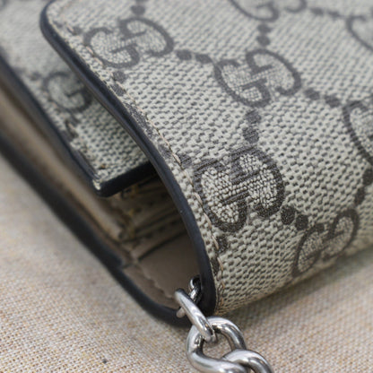 GUCCI Dionysus GG Supreme Crossbody Chain Wallet Beige 401231