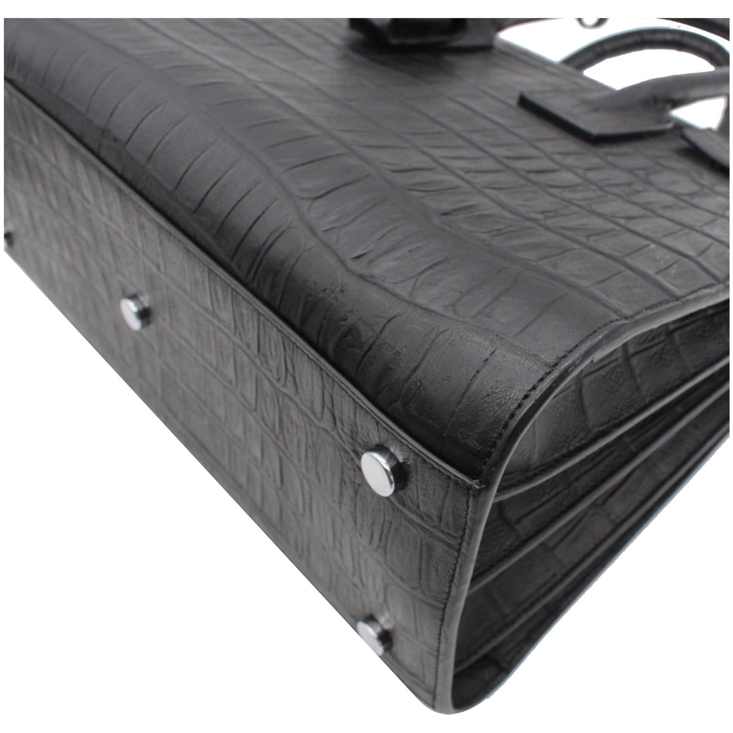 YVES SAINT LAURENT Sac de Jour Small Crocodile-Embossed Satchel Bag Black