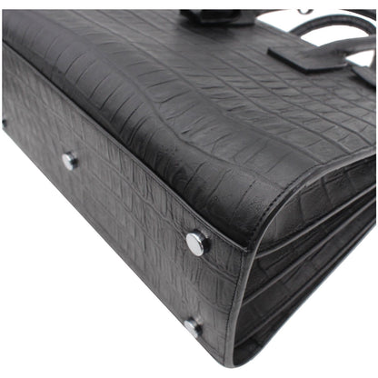 YVES SAINT LAURENT Sac de Jour Small Crocodile-Embossed Satchel Bag Black