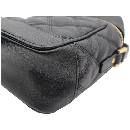YVES SAINT LAURENT 80's Vanity Quilted Grain De Poudre Leather Shoulder Bag Black