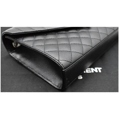 YVES SAINT LAURENT Envelope Medium Chain Leather Shoulder Bag Black
