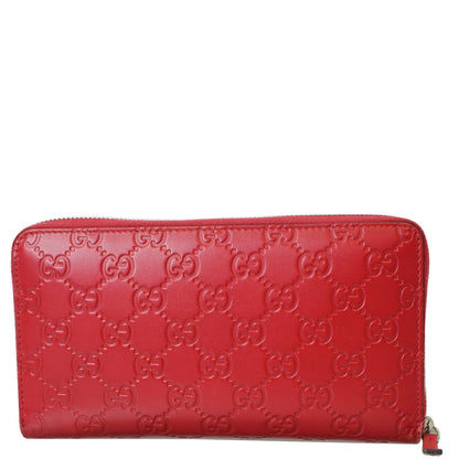 GUCCI Signature Continental Guccissima Zip Around Wallet Red 233194