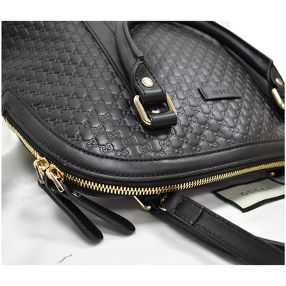 GUCCI Dome Medium Microguccissima Leather Shoulder Bag Black 449663