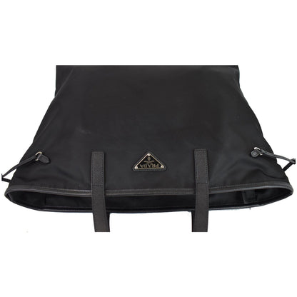 PRADA Vela Side-Cinch Nylon Tote Shoulder Bag Black