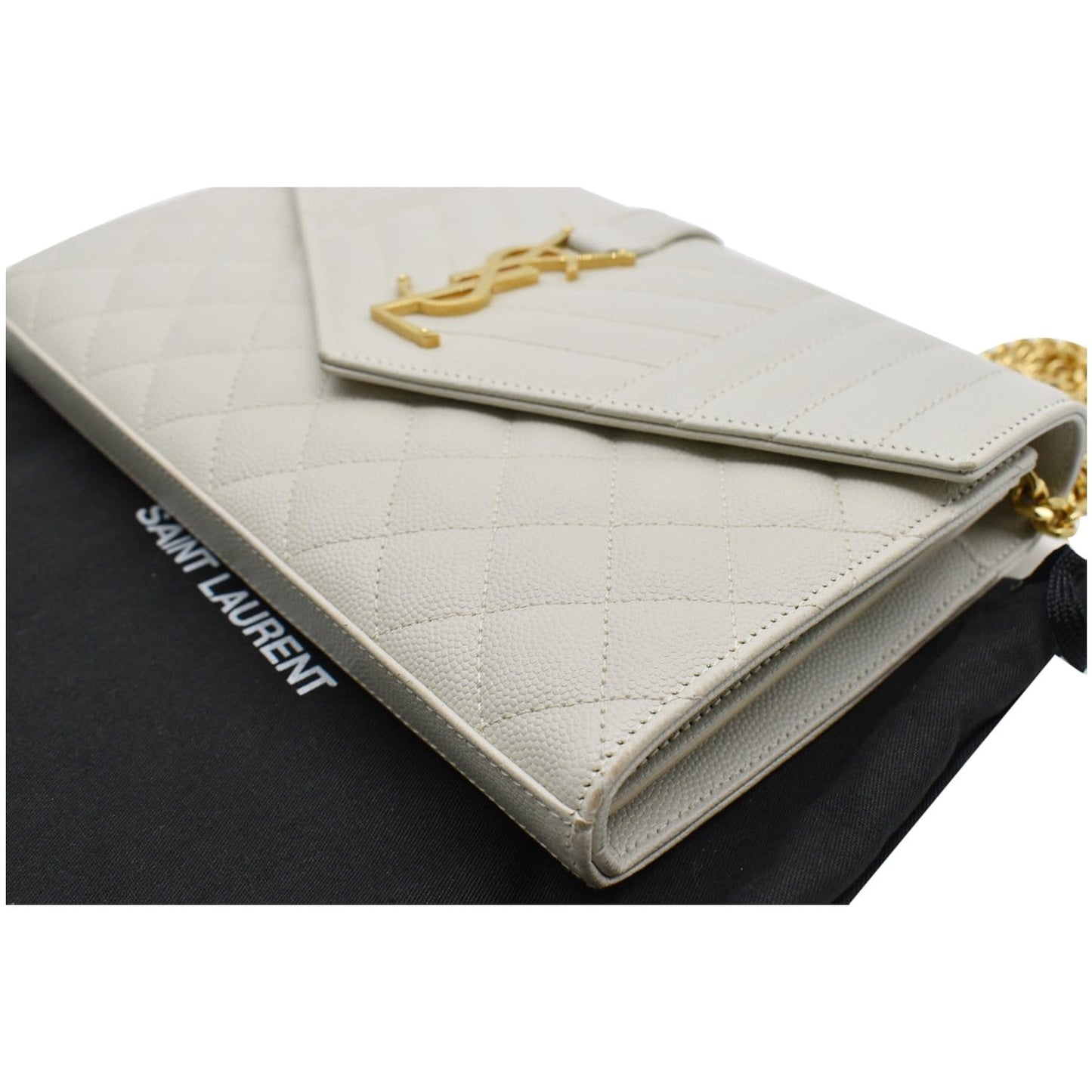 YVES SAINT LAURENT Envelope Small Leather Shoulder Bag Blanc Vintage