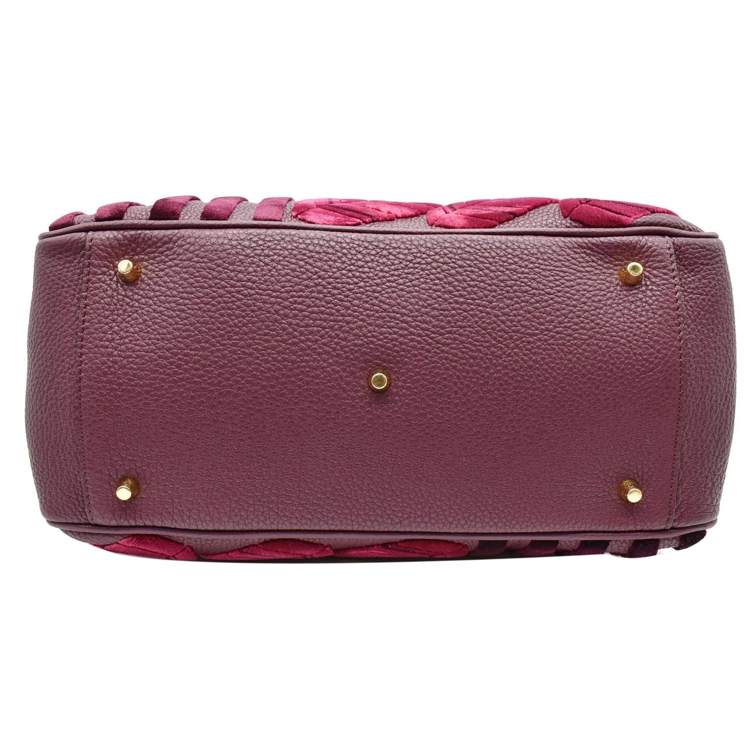 BURBERRY Milverton Large Calfskin Velvet Satchel Bag Burgundy